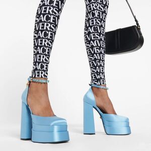 Versace Medusa Aevitas embellished satin platform pumps size 37